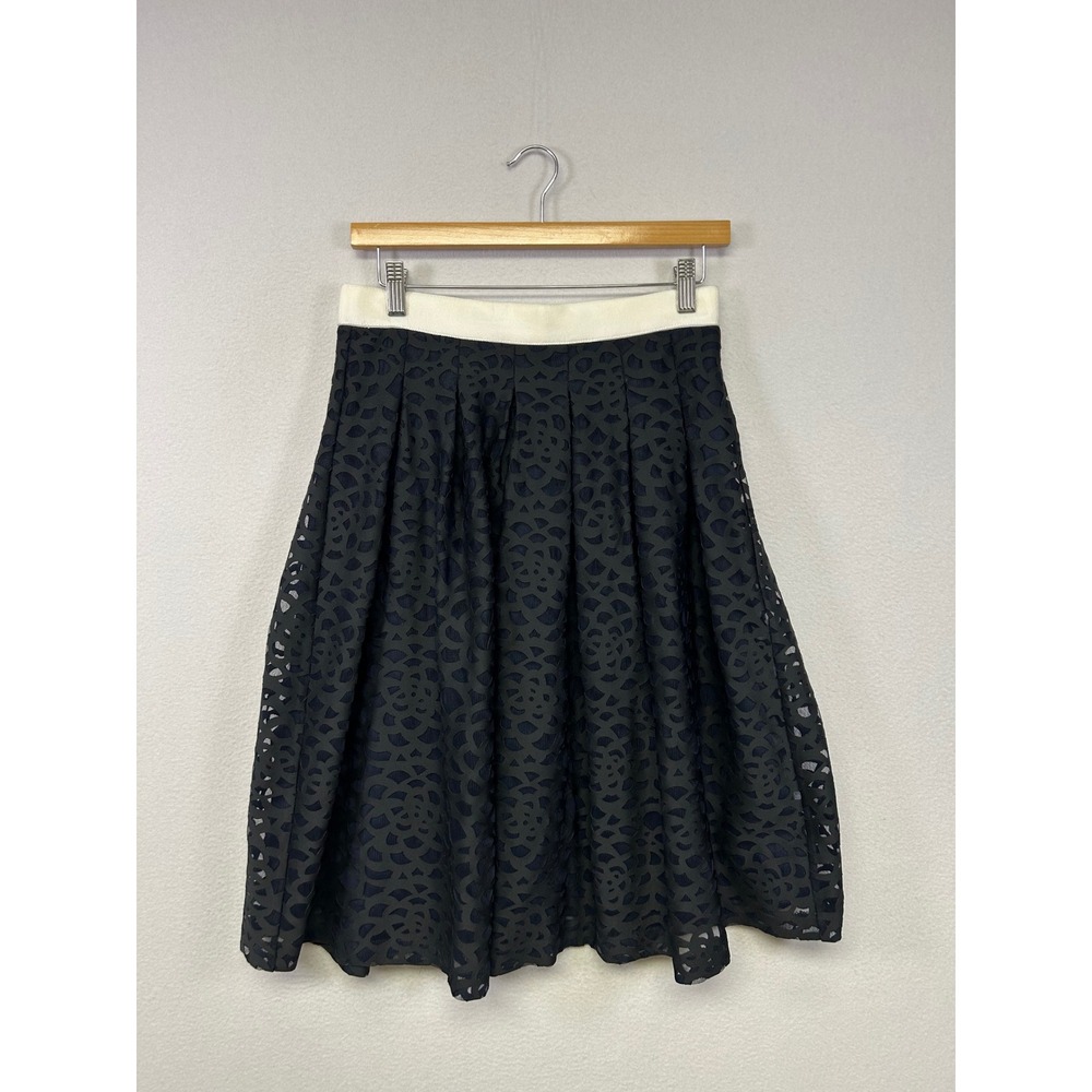 Chic Parisian Karl Lagerfeld Paris Womens 2 Black Lace Pleated A-Line Midi Skirt